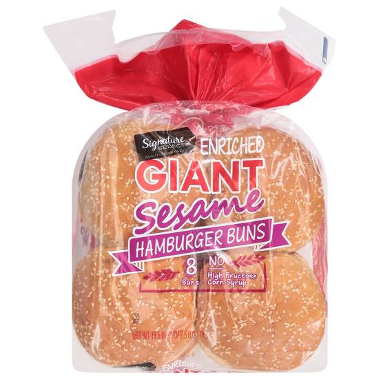 Signature Select Enriched Giant Sesame Hamburger Buns (8 buns)
