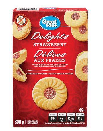 Great Value Delights Strawberry Creme Filled Cookies (300 g)