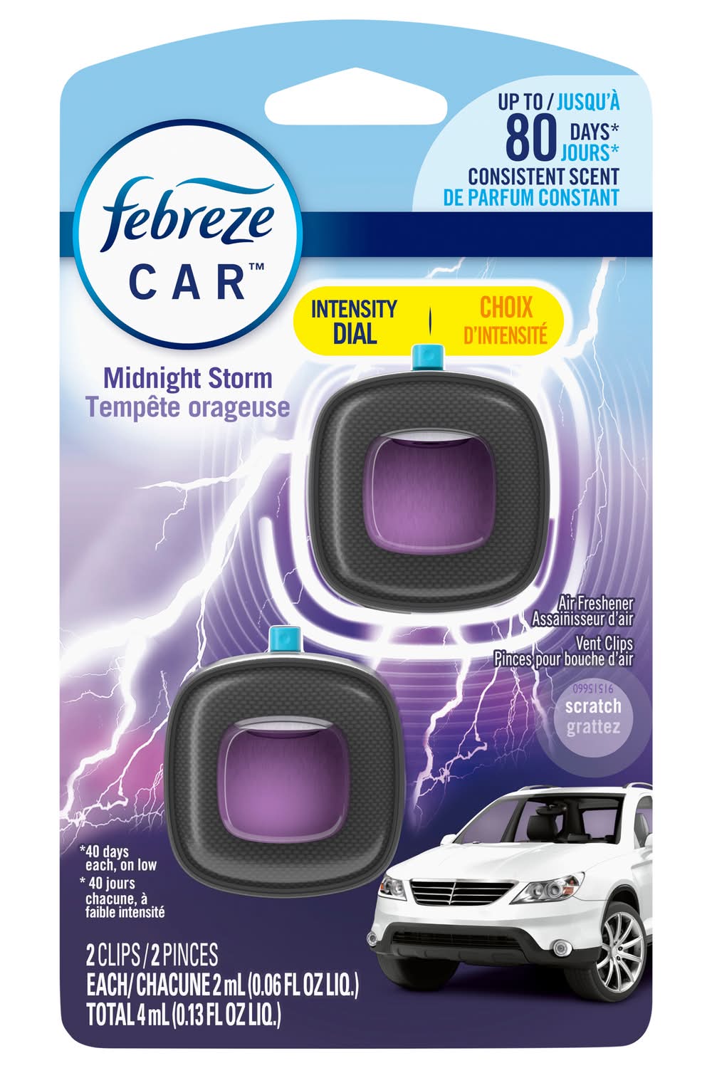 Febreze Midnight Storm Scent Car Air Freshener Clips (0.13 fl oz)