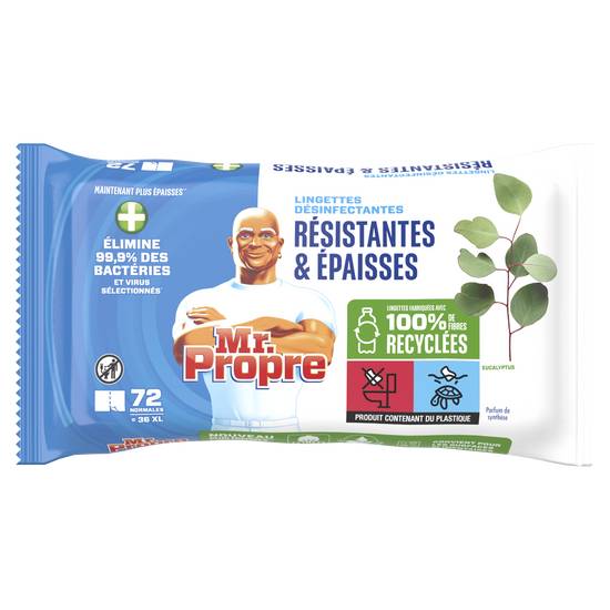Mr Propre - Disinfectant multi-purpose wipes resistant and thick eucalyptus scent