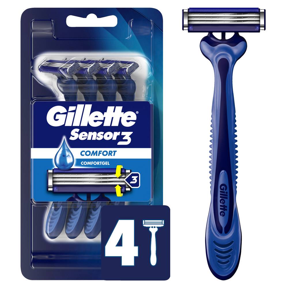 Gillette Sensor3 3-Blade Disposable Razors, 4 CT