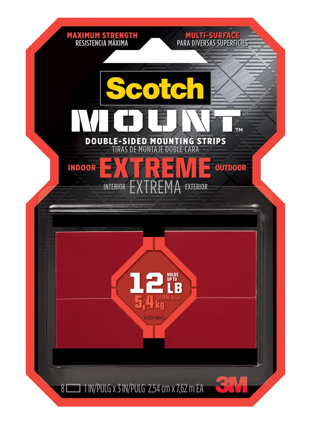 3M Scotch-Mount 3 In. L X 1 In. W Double-Sided Mounting Strips