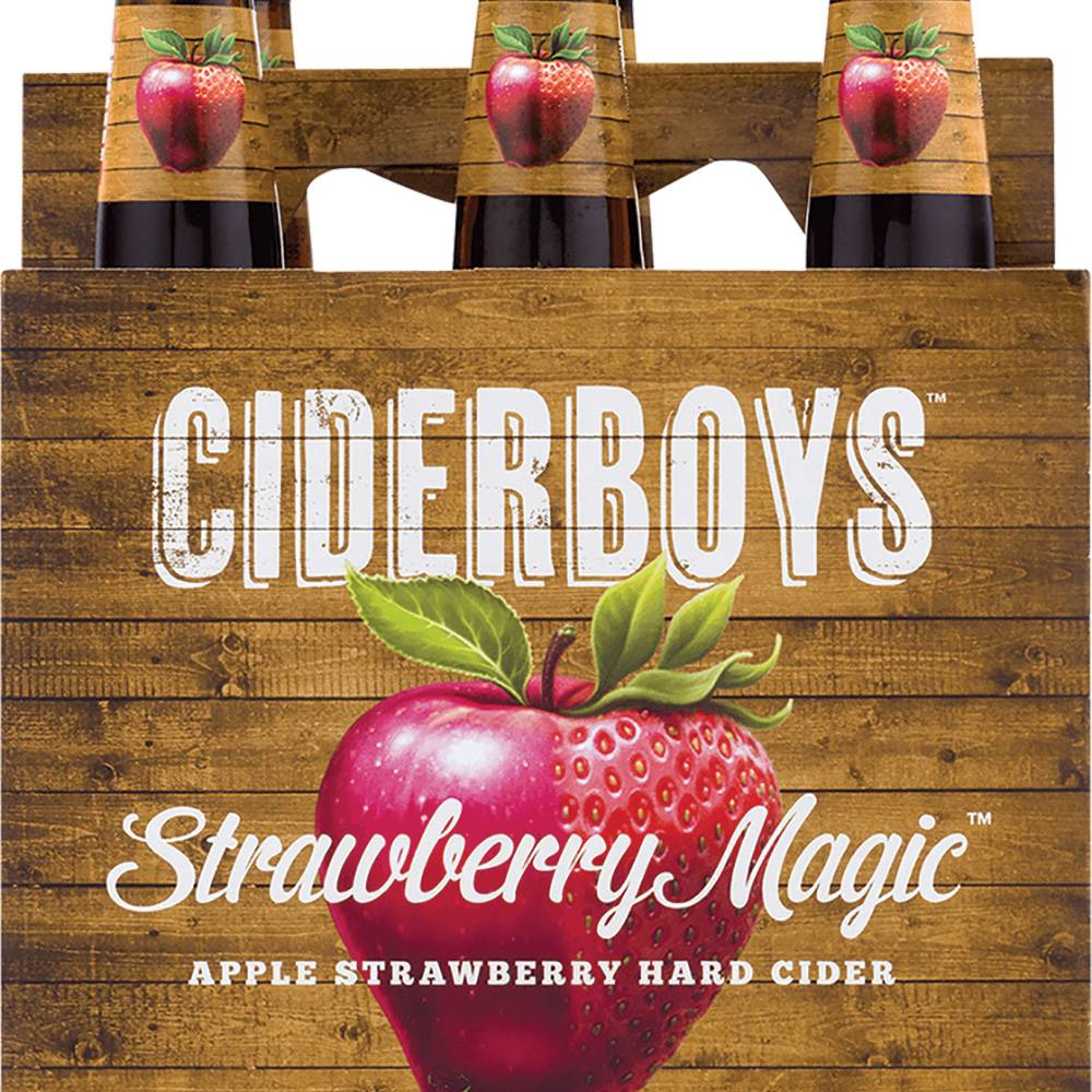 Ciderboys Strawberry Magic Hard Cider, Strawberry (6 x 12 fl oz)