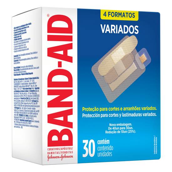 Band-aid curativos 4 formatos variados (30 unidades)