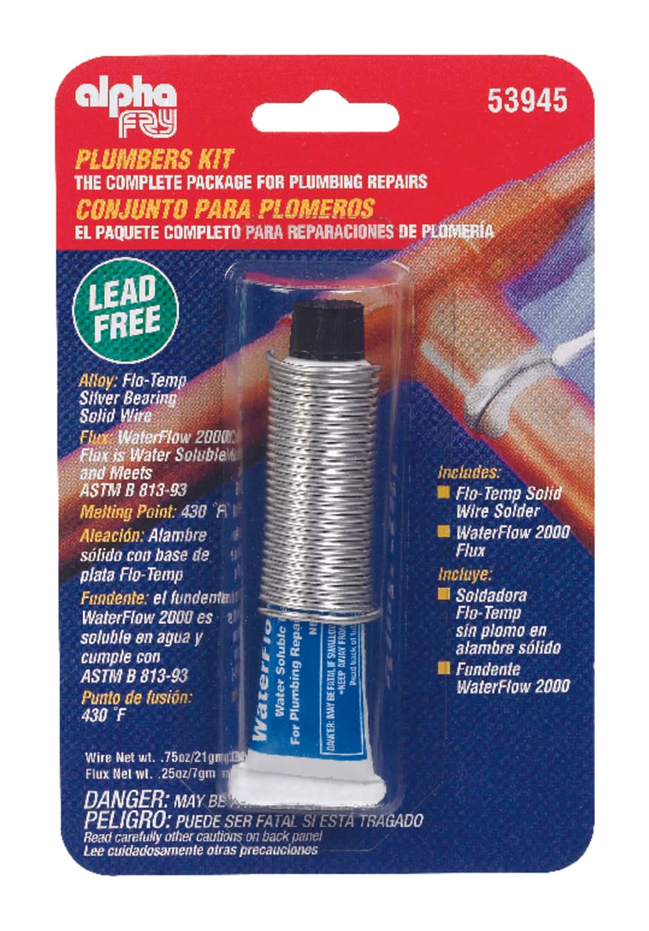 Alpha Fry 0.75 Oz Lead-Free Plumbers Kit 0.062 In. D Silver-Bearing Alloy 1 Pc