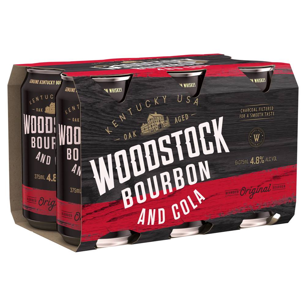 Woodstock 4.8% Bourbon & Cola Can 375mL  X 6 pack