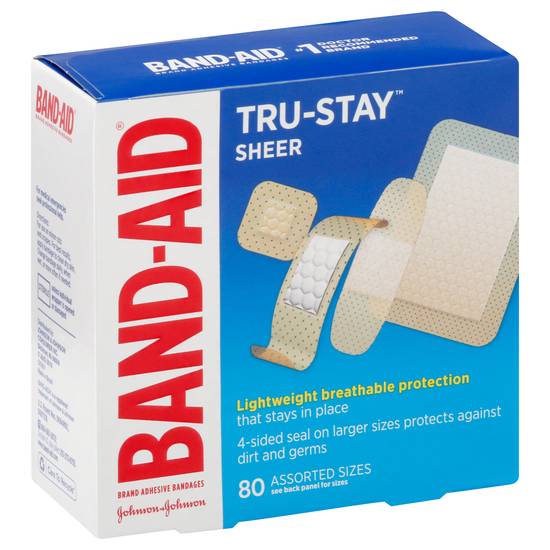 Band-Aid Tru-Stay Sheer Assorted Sizes Bandages (80 ct)