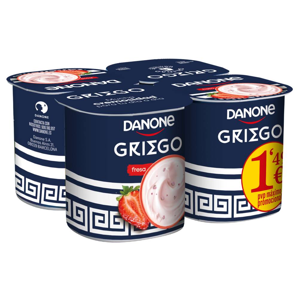 Yogur Danone Griego Fresa 4X110 Gr