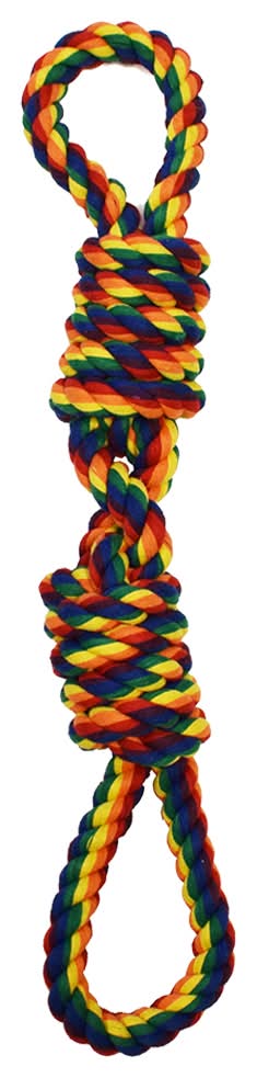 Amazing Pet Rainbow Double Loop & Double Barrel Knot Rope Dog Toy (20")