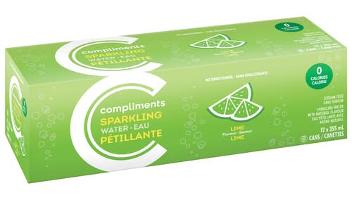 Compliments Eau Petillante À La Lime 12 X 355 Ml / Compliments Sparkling Water Lime 12 x 355 ml (cans)