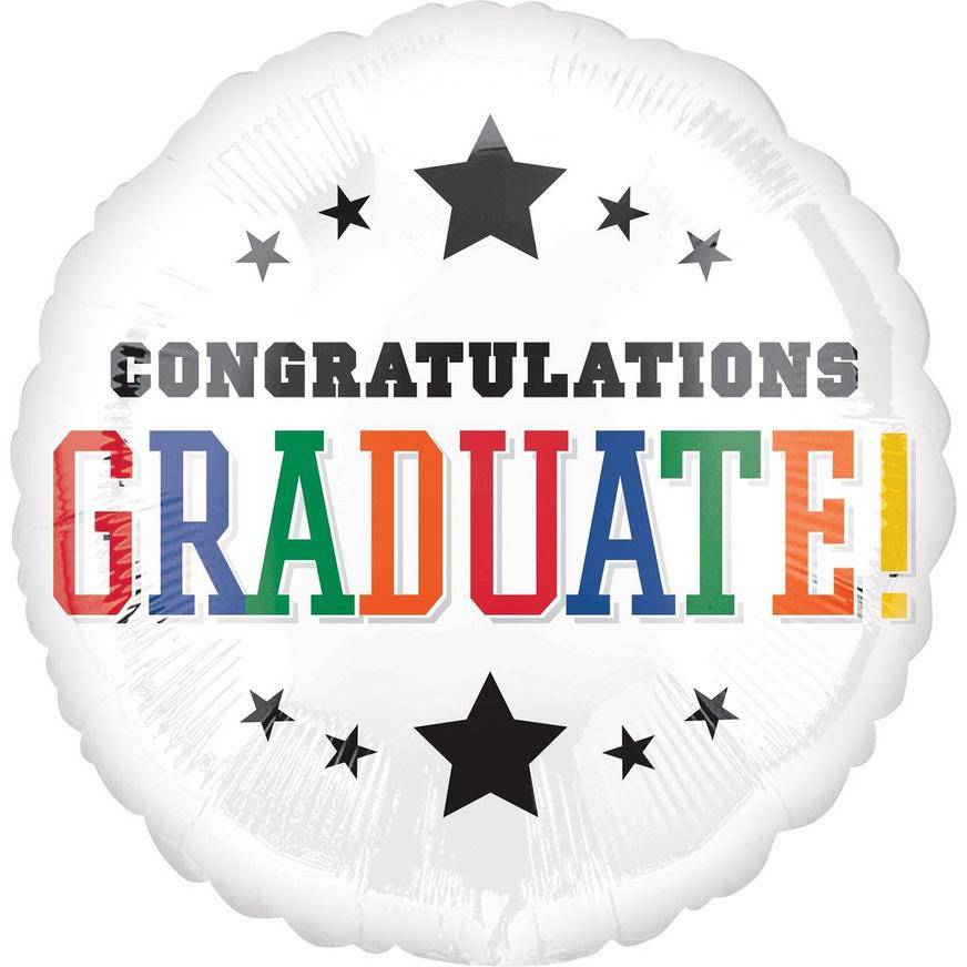 Uninflated Multicolor Congratulations Graduate Foil Balloon, 28in - Graduation Brights
