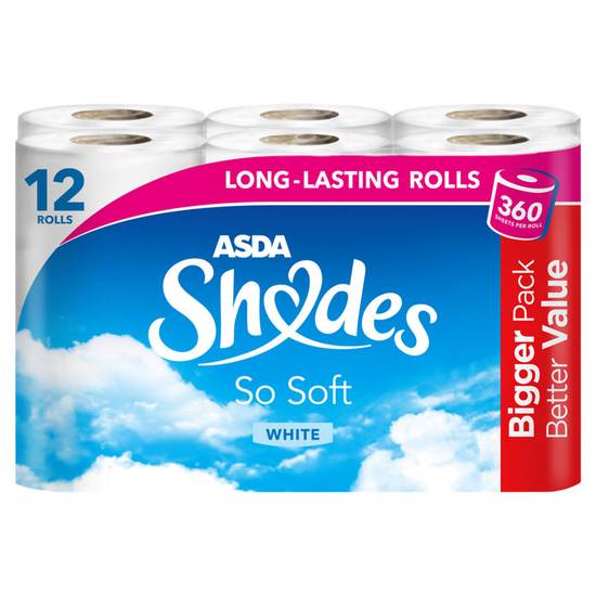 Asda Shades So Soft 12 White Double Toilet Rolls