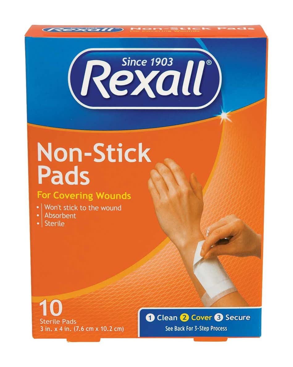Rexall Non-Stick Sterile Pads For Covering Wounds 3 In X 4 In 10 Ct