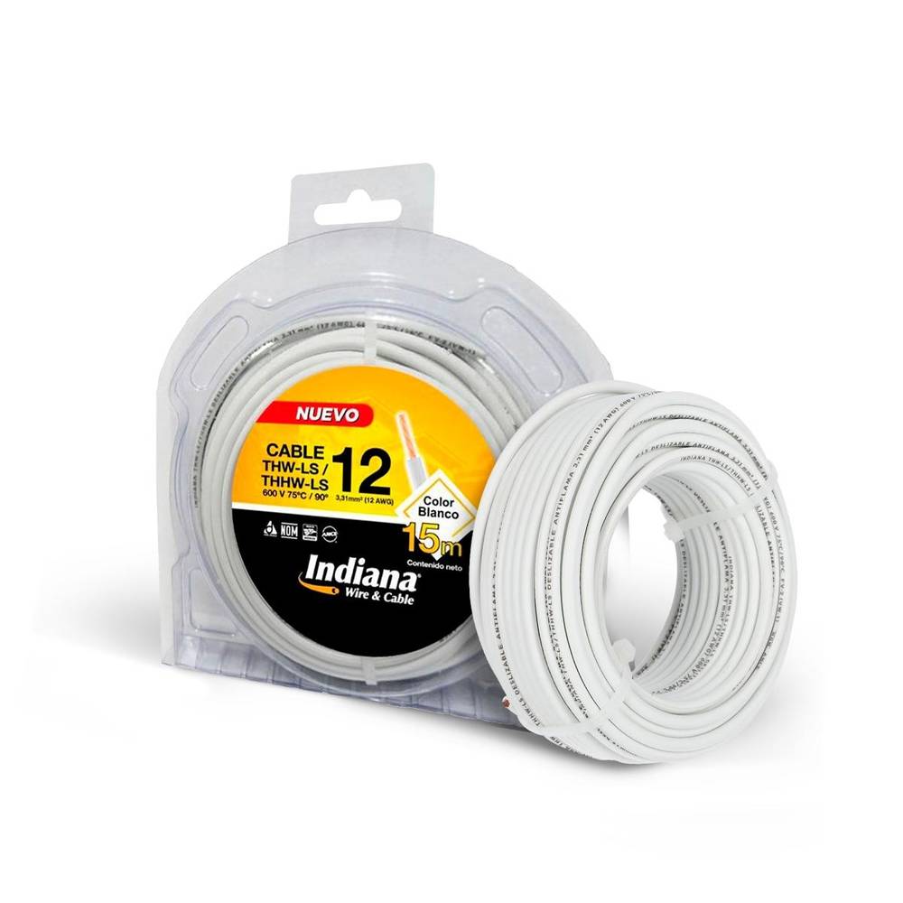 Indiana cable thw-ls calibre 12 blanco (blister 15 m)