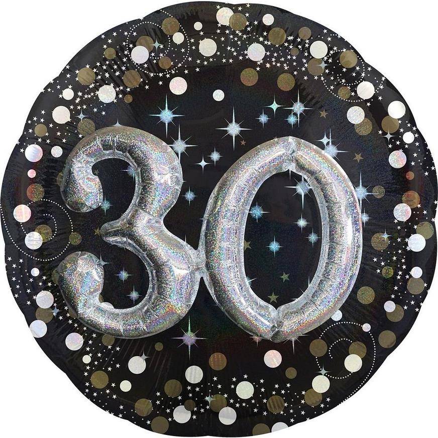 Uninflated 30th Birthday Balloon - 3D Sparkling Celebration, 36in