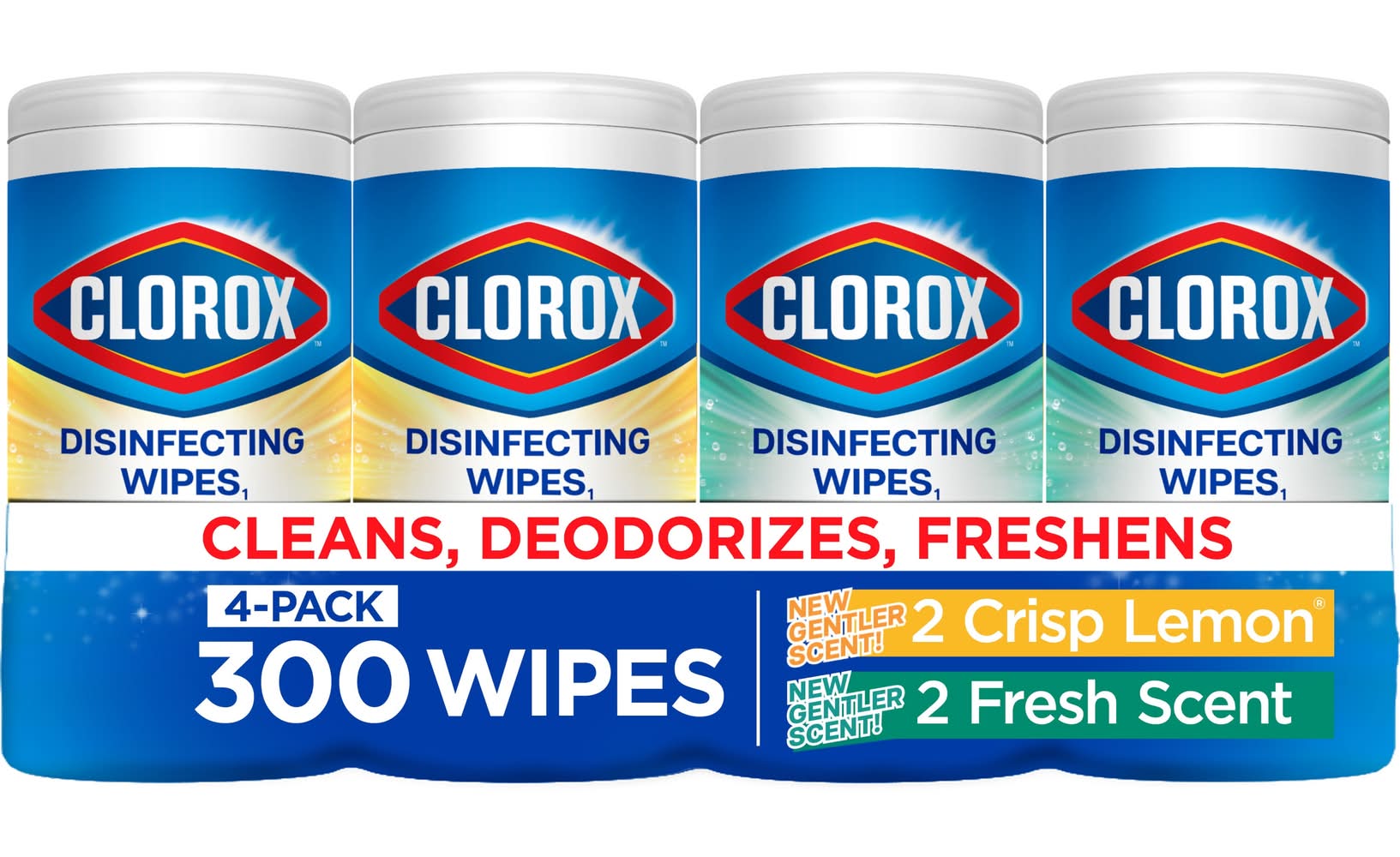 Clorox 300 -Count Crisp Lemon/ Fresh Disinfectant Wipes All-Purpose Cleaner 4 -Pack