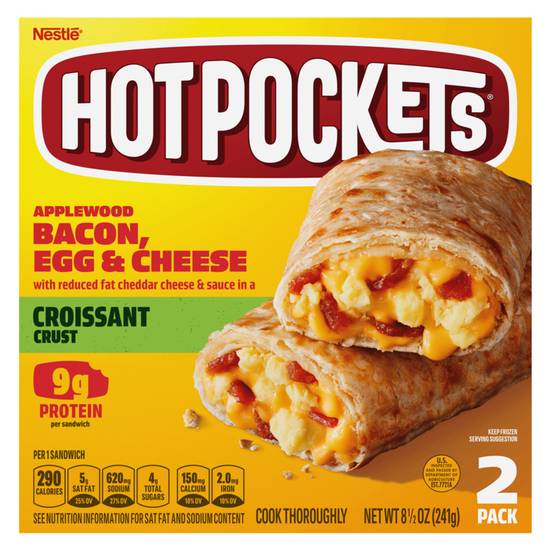 Order Hot Pockets Frozen Croissant Crust Applewood Bacon, Egg & Cheese 2ct 9oz food online from Everyday Needs by Gopuff store, New Haven on bringmethat.com