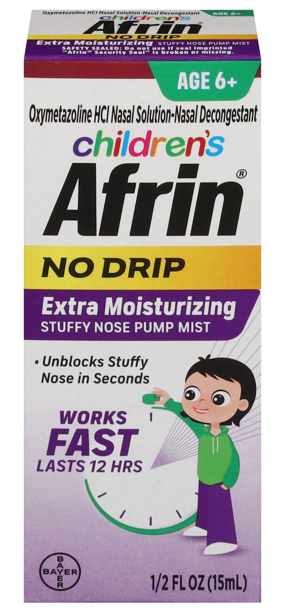 Afrin Childrens No Drip Extra Moisturizing Stuffy Nose Pump Mist (15 ml)