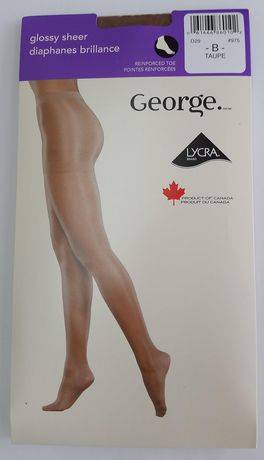 George Women''s Glossy Sheer Pantyhose (Color: Black-, Size: C)