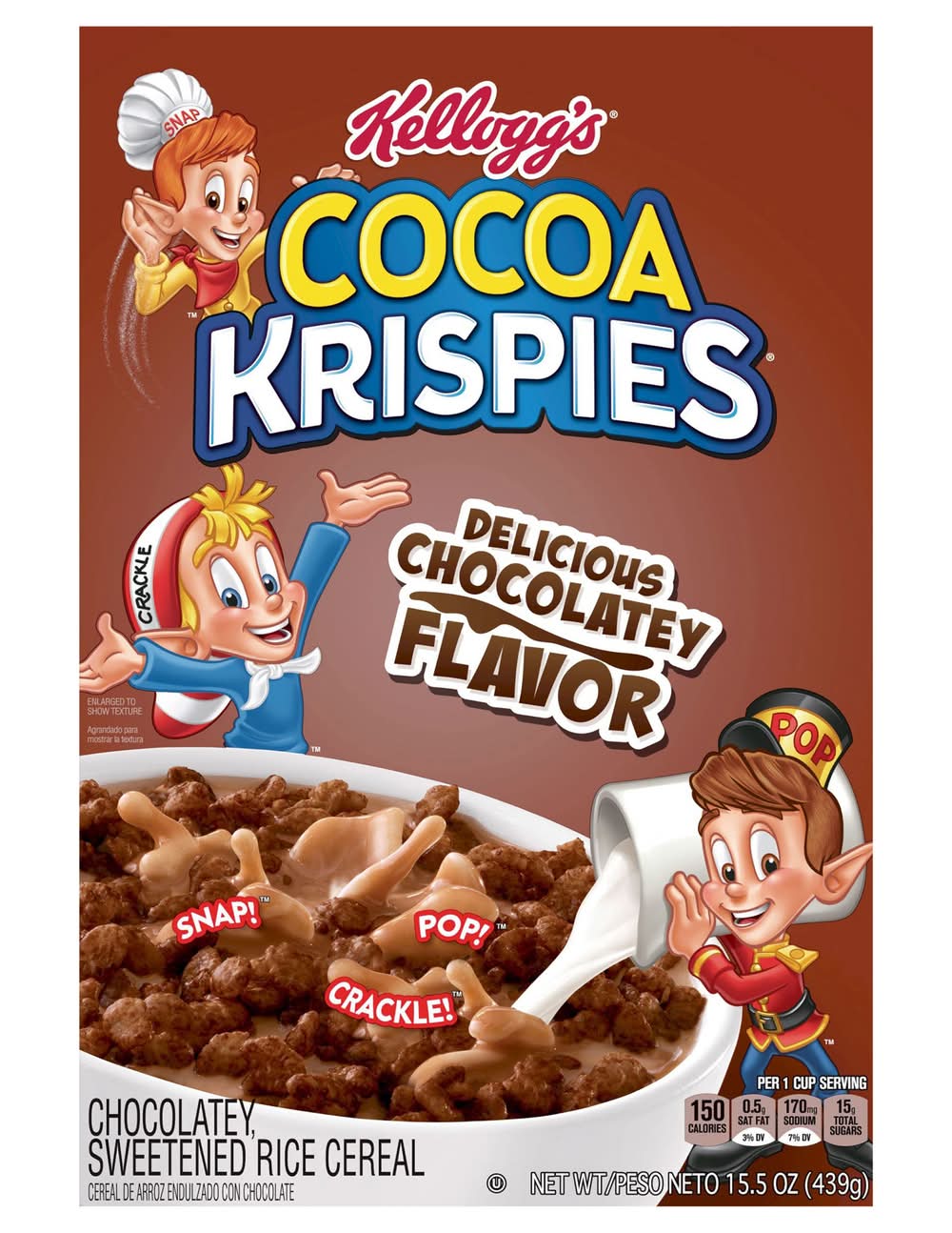 Kellogg's Cocoa Krispies Sweetened Rice Cereal, Chocolatey (15.5 oz)