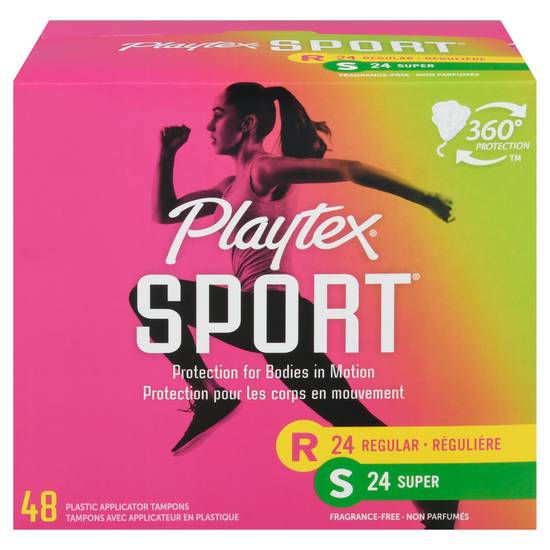 Playtex Sport Regular/Super Plastic Applicator Fragrance-Free Tampons (48 ct)