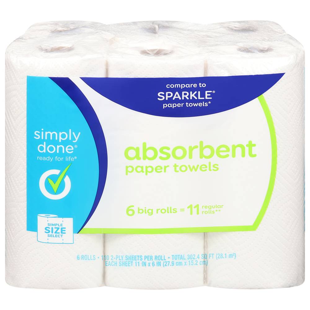 Simply Done Compare To Sparkle Absorbent Paper Towels ( 11 in x 5.5 in)