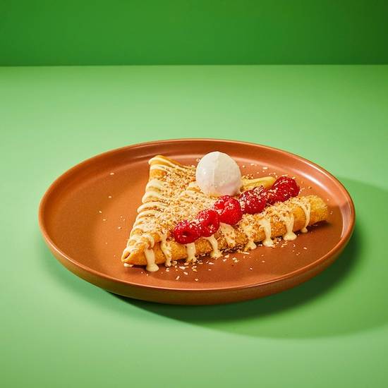White Chocolate, Raspberry & Coconut- Crepe