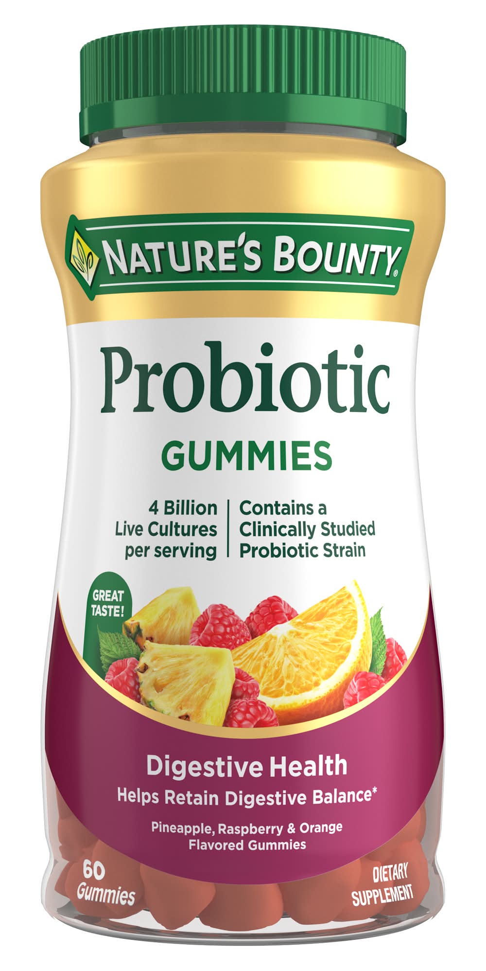 Nature's Bounty Probiotic Gummies (60 ct), Pineapple, Raspberry & Orange (8 oz, 60 ct)