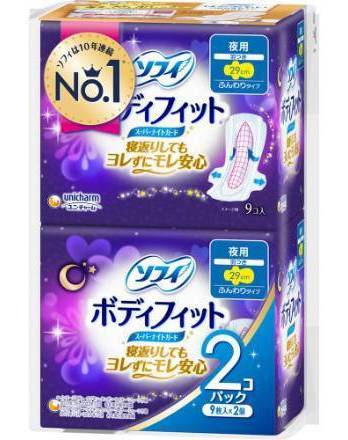 ソフィボディフィットスーパーナイトガード羽つき９枚×２個:4903111347445