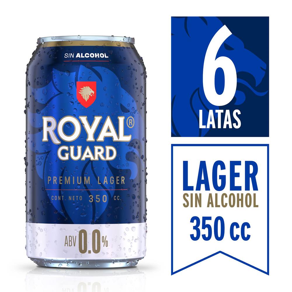 Royal guard cerveza lager sin alcohol (6 u x 350 ml c/u)
