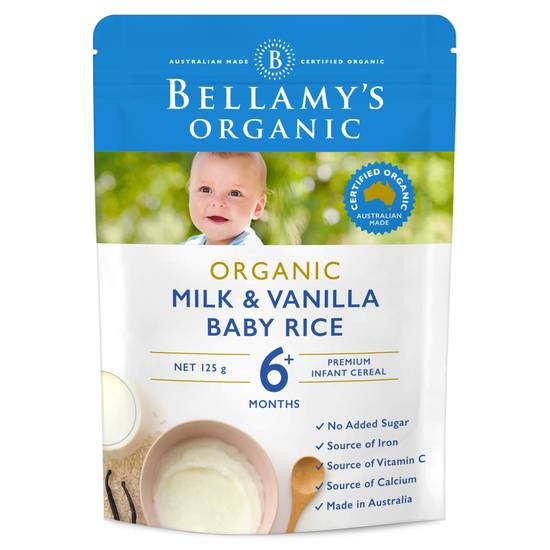 Bellamy's Organic Milk & Vanilla Baby Rice 125g