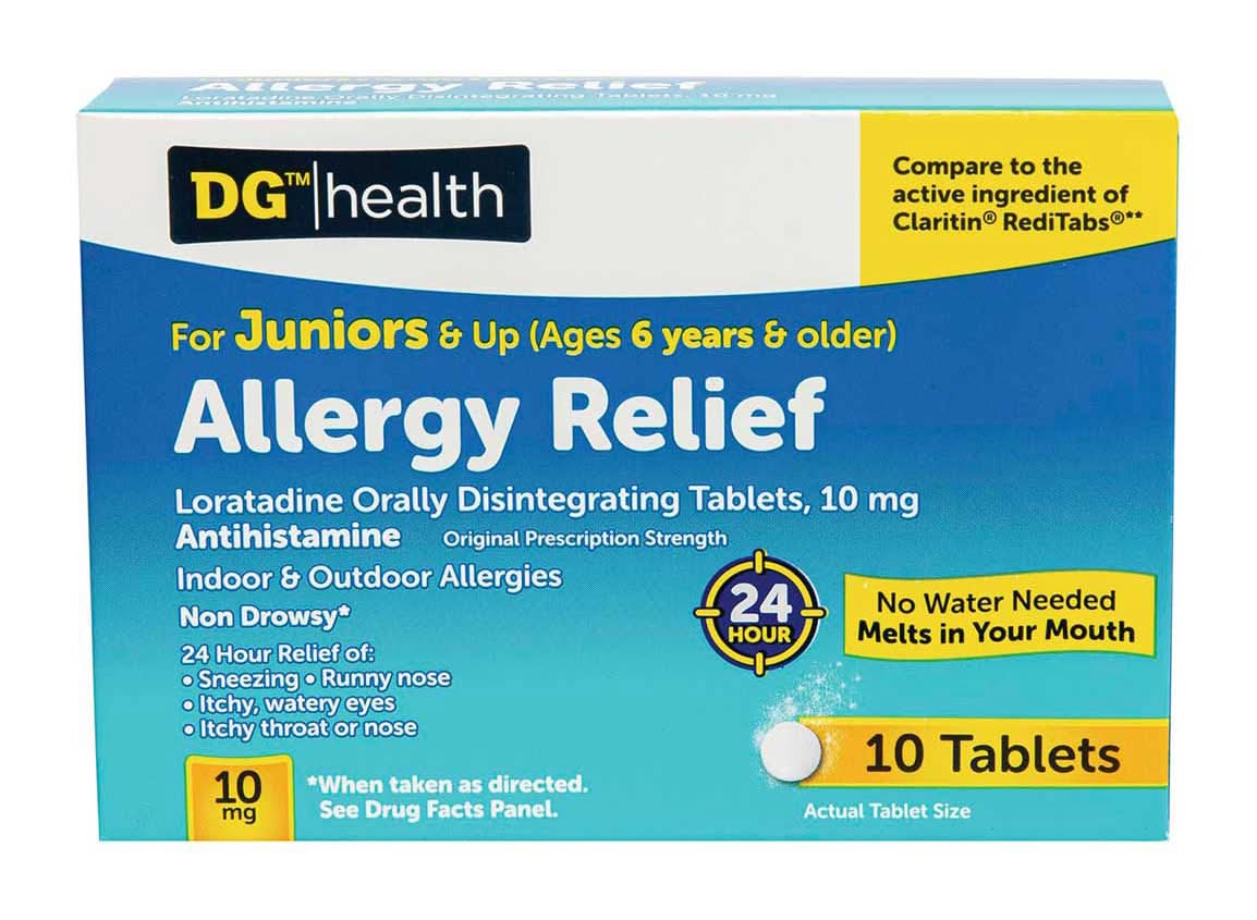 DG Health Loratadine Orally Disintegrating Allergy Relief Tablets 10 mg, 6+ Years (10 ct)
