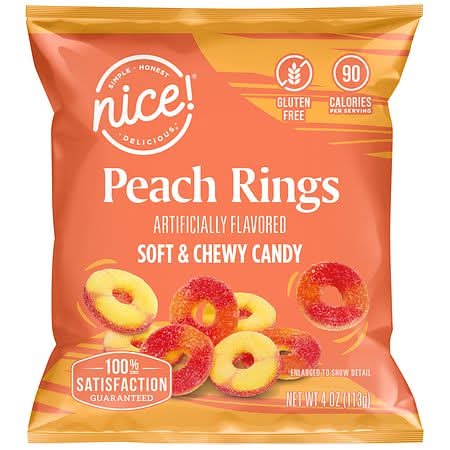 Nice! Soft & Chewy Candy Rings, Peach (4 oz)