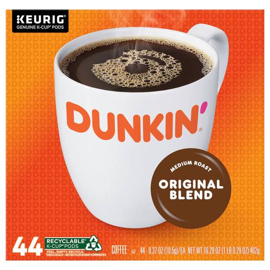 Dunkin' Donuts Original Blend Medium Roast Keurig Coffee Pods (44 pods)