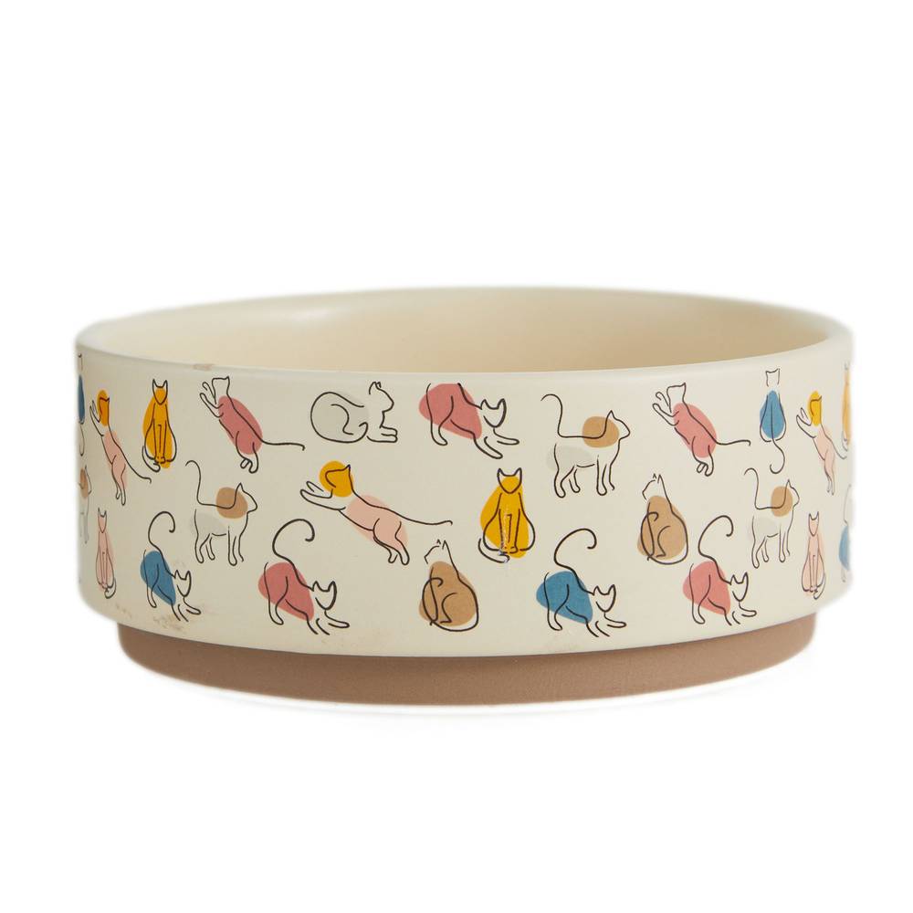 Whisker City® Ceramic Kitty Print Cat Bowl, 1.5-cup (Color: Multi Color, Size: 1.5 Cup)