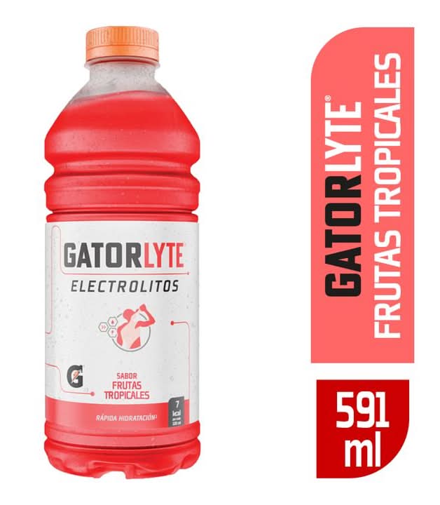Gatorlyte · Bebida hidratante con electrolitos, frutas tropicales (591 ml)