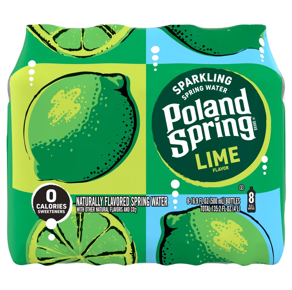 Poland Spring Sparkling Spring Water, Lime (8 x 16.9 fl oz)