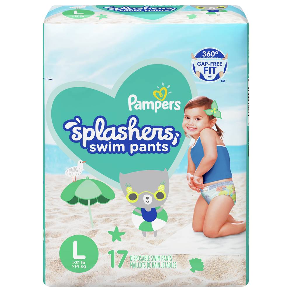 Pampers Splashers Snug Fit Swim Diapers, Size L (17 ct)