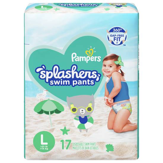 Pampers Splashers Snug Fit Swim Diapers, Size L (17 ct)