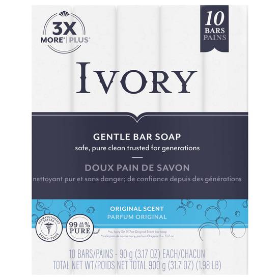 Ivory Original Scent Gentle Bar Soap (10 ct)