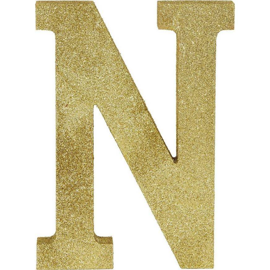 Glitter Gold Letter N Sign