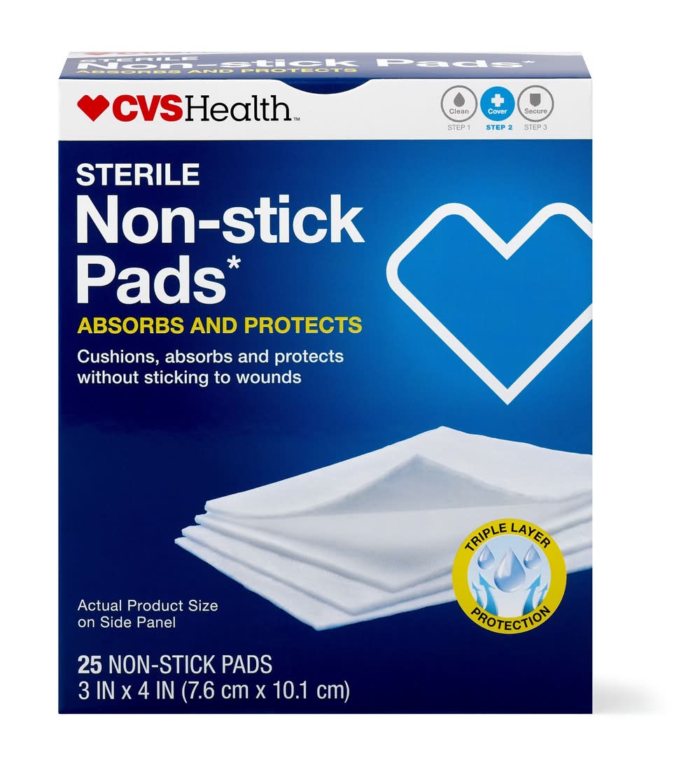 Cvs Sterile Non-Stick Pads, 3 In X 4 In, 25 Ct