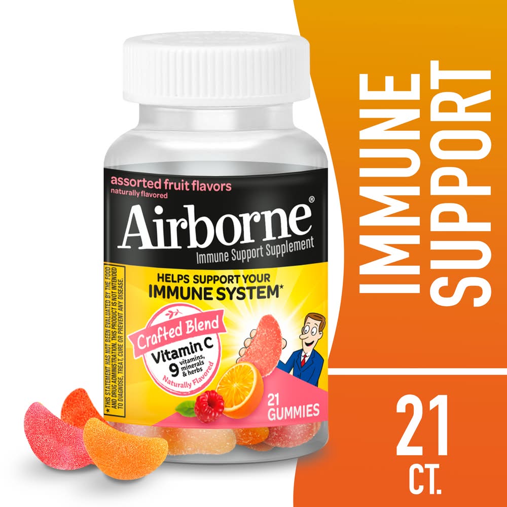 Airborne Original Immune Support Gummies, Assorted (6.4 oz, 21 ct)