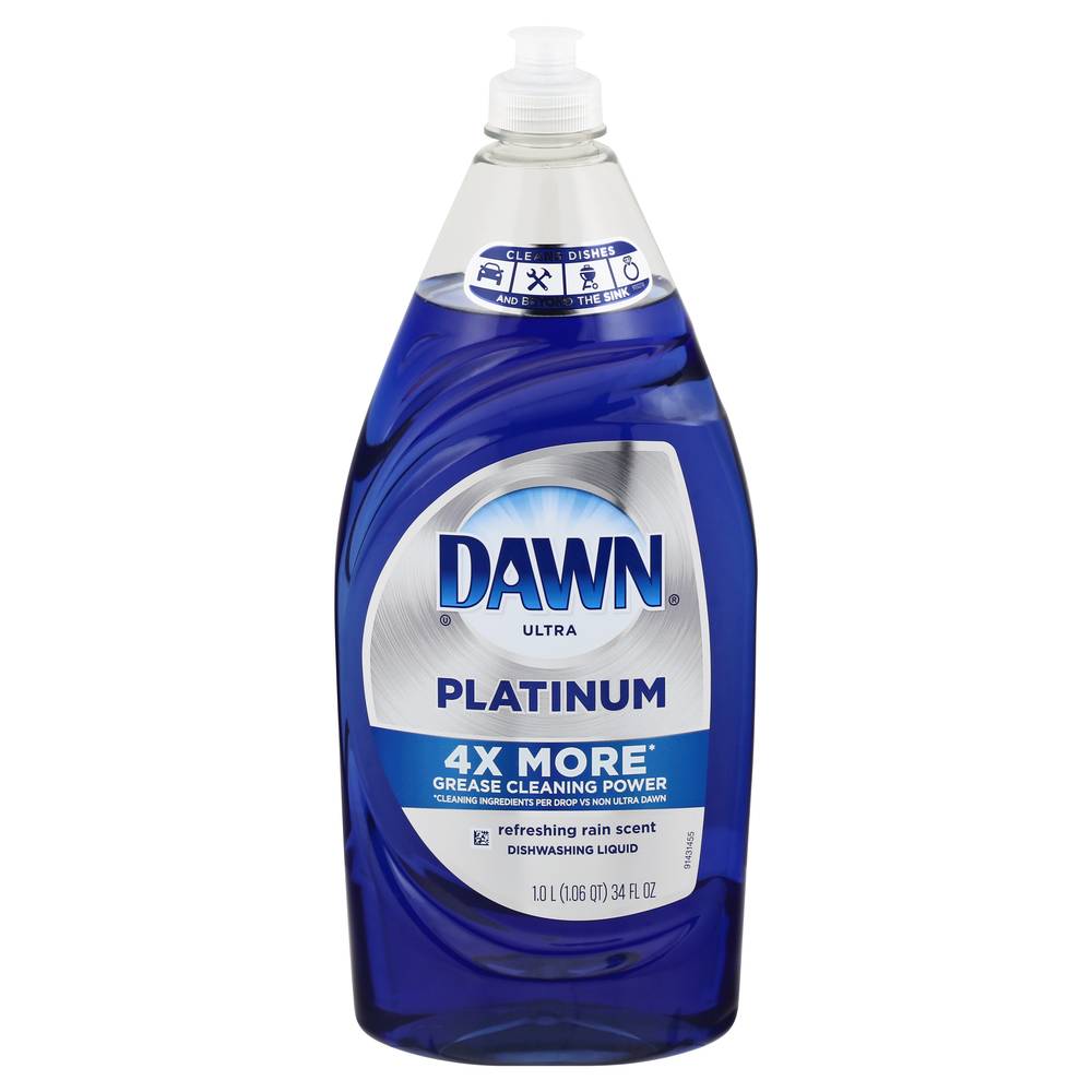 Dawn Platinum Dishwashing Liquid Dish Soap, Refreshing Rain (34 fl oz)