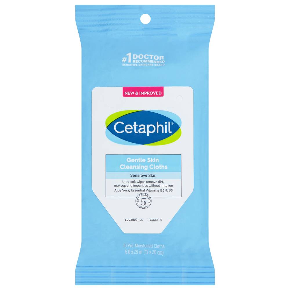 Cetaphil Gentle Skin Cleansing Cloths, 5.0 In x 7.9 In (10 ct)