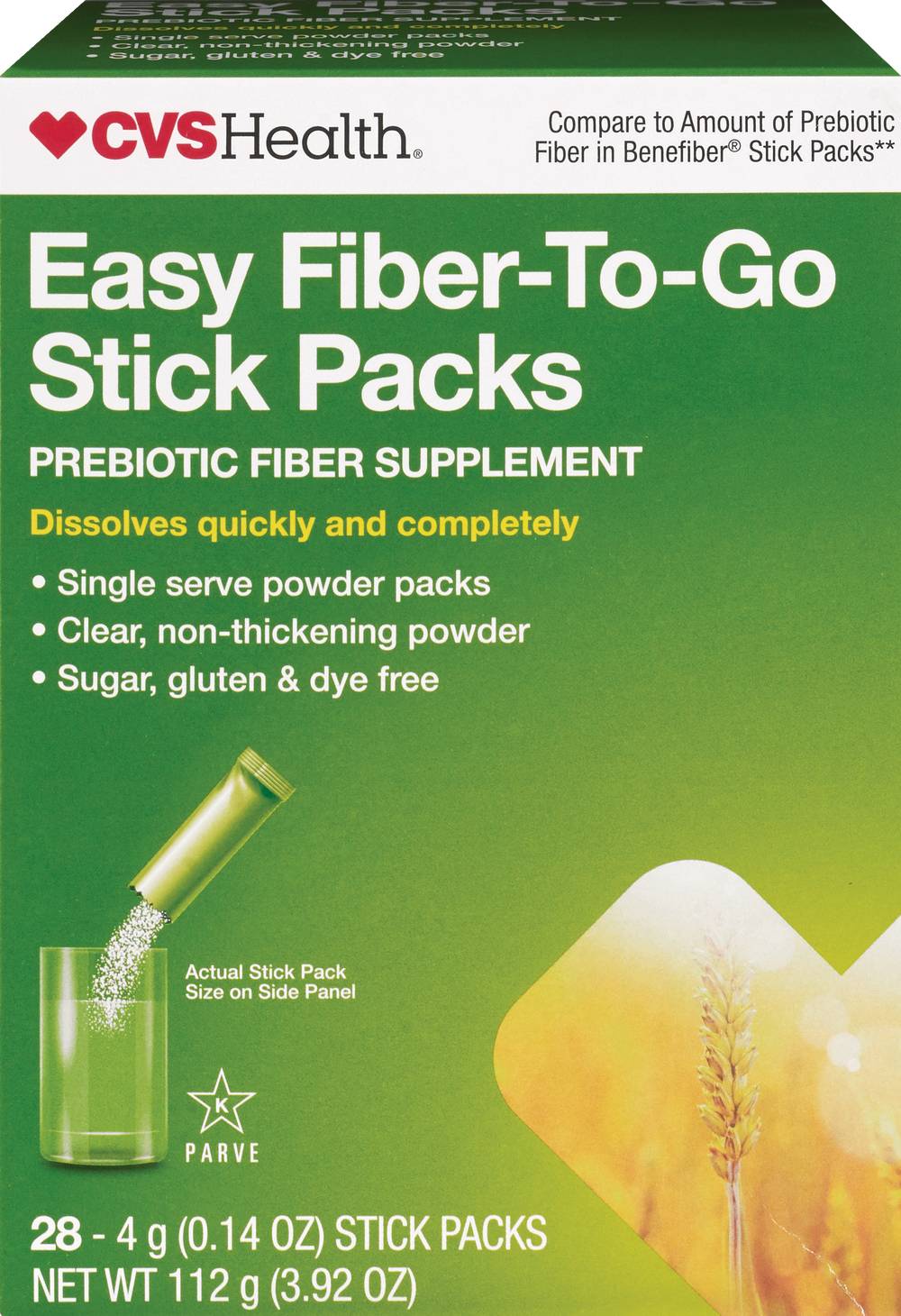 CVS Health Easy Fiber-To-Go Stick Pack, 28 CT