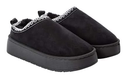 Suede Stitched Platform Shoes 9 Black