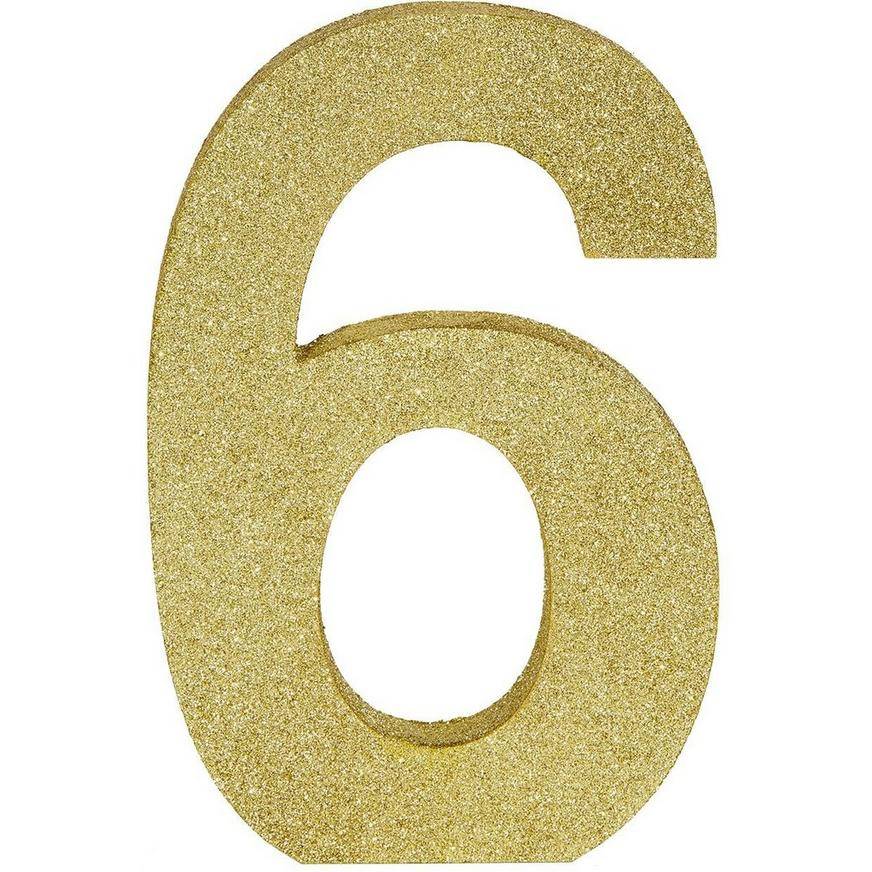 Party City Glitter Number 6 Sign (gold)