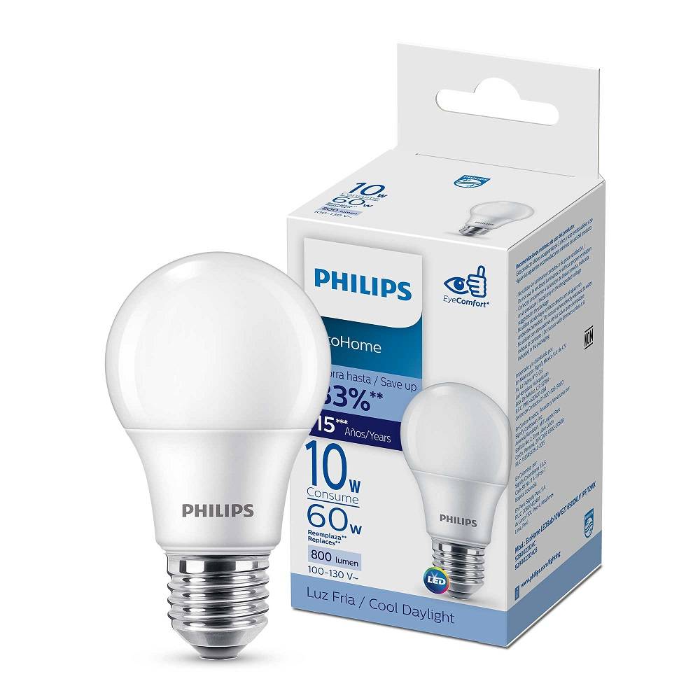 Philips foco ahorrador luz fría 10w-60w ecohome (1 pieza)