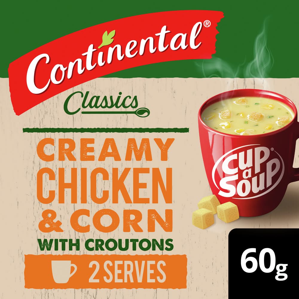 Continental Classics Cup a Soup With Croutons, Creamy Chicken & Corn (60g)
